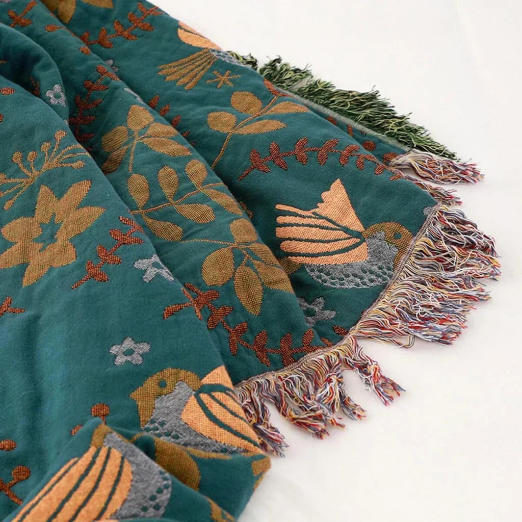 Cozy Reversible Scandinavian Bird Print Blanket