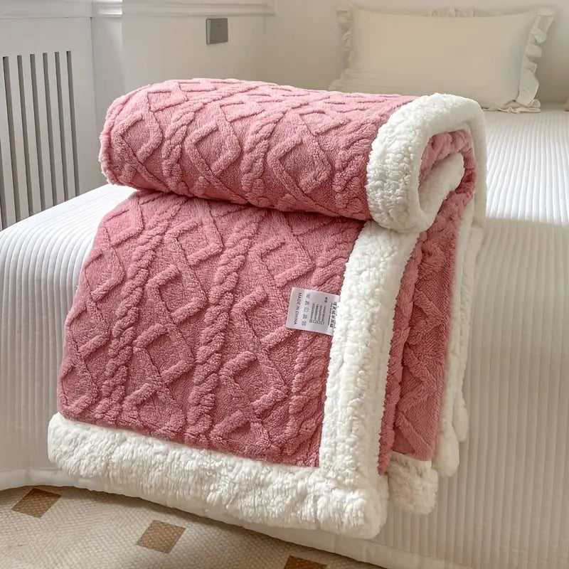 Cozy Textured Blanket – Warm Reversible Bed and Sofa Blanket for All-Season Home Comfort