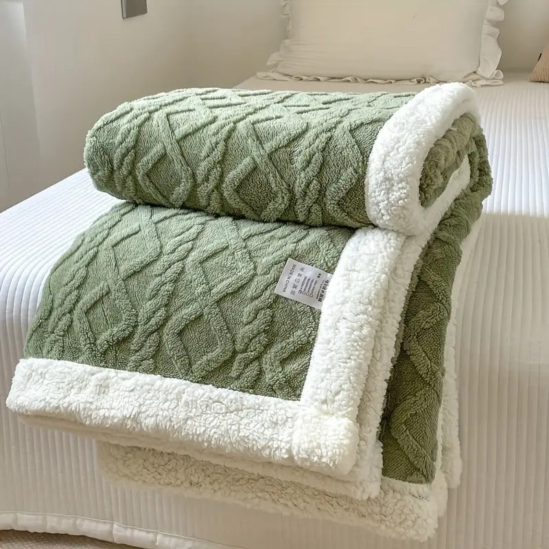 Cozy Textured Blanket – Warm Reversible Bed and Sofa Blanket for All-Season Home Comfort