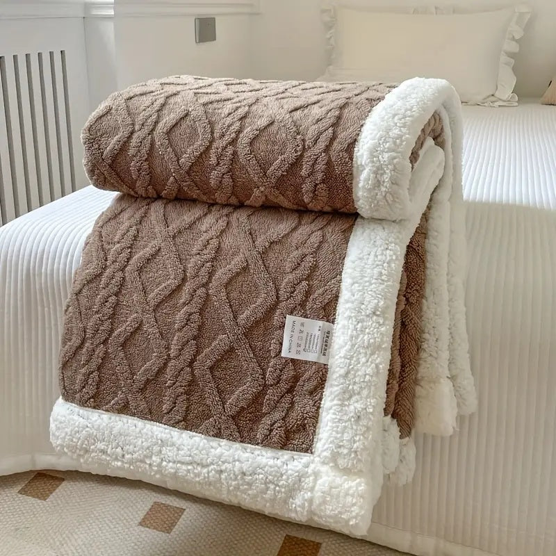 Cozy Textured Blanket – Warm Reversible Bed and Sofa Blanket for All-Season Home Comfort