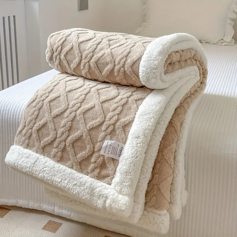 Cozy Textured Blanket – Warm Reversible Bed and Sofa Blanket for All-Season Home Comfort