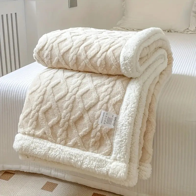 Cozy Textured Blanket – Warm Reversible Bed and Sofa Blanket for All-Season Home Comfort