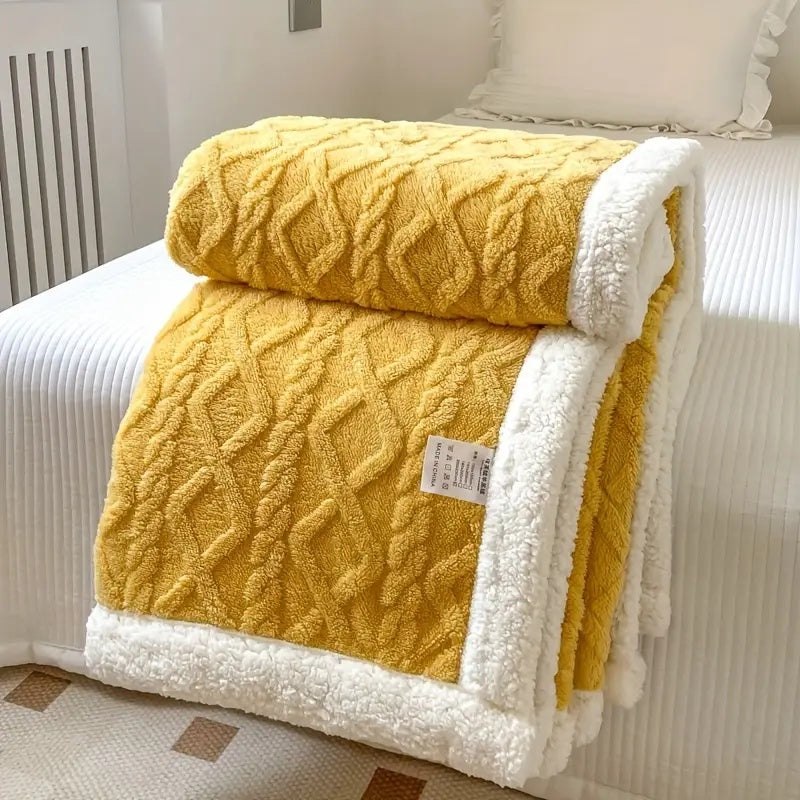 Cozy Textured Blanket – Warm Reversible Bed and Sofa Blanket for All-Season Home Comfort