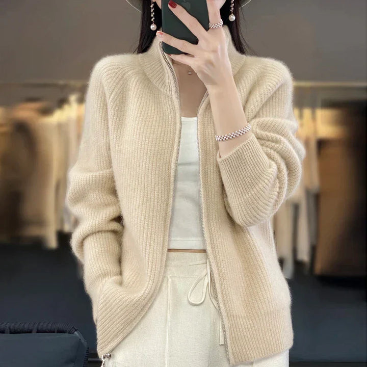 Cozy Zip-Up Knit Cardigan