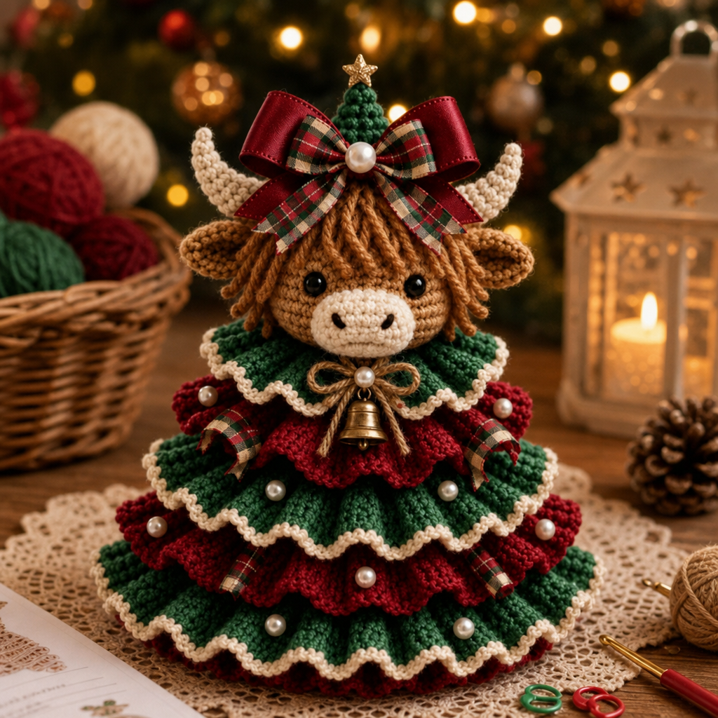 Crochet Highland Cow Christmas Ornament Kit