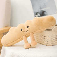 Croissant Plush Toy, Soft Cuddle Buddy for Kids and Adults, Brown and Cream, Handmade