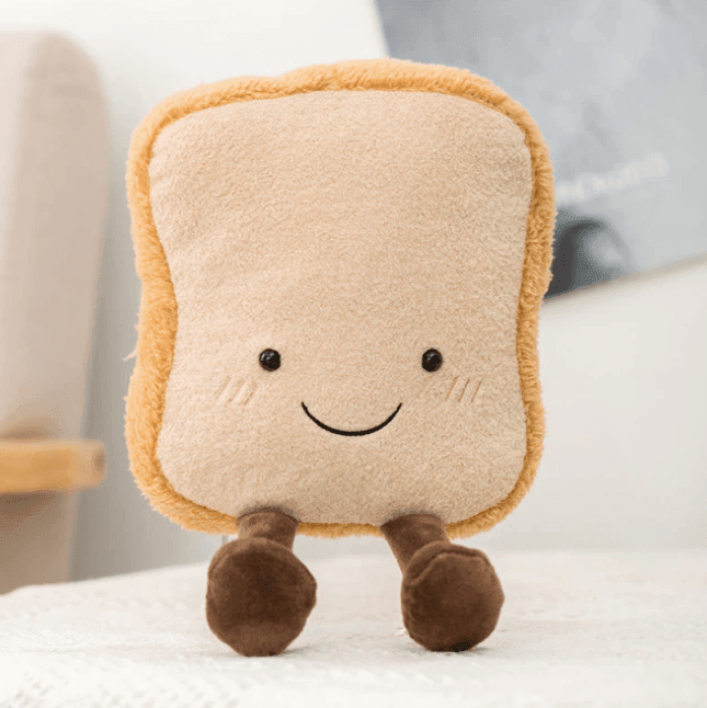 Croissant Plush Toy, Soft Cuddle Buddy for Kids and Adults, Brown and Cream, Handmade