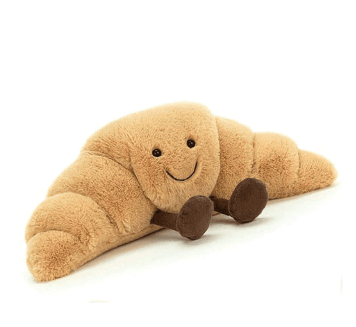 Croissant Plush Toy, Soft Cuddle Buddy for Kids and Adults, Brown and Cream, Handmade