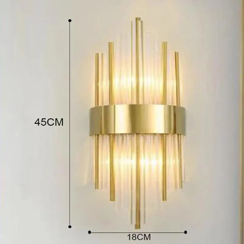 Crystal Design Wall Sconce with Gold Accents