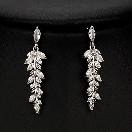 Crystal Leaf Drop Earrings