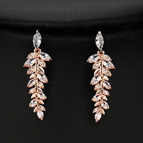 Crystal Leaf Drop Earrings