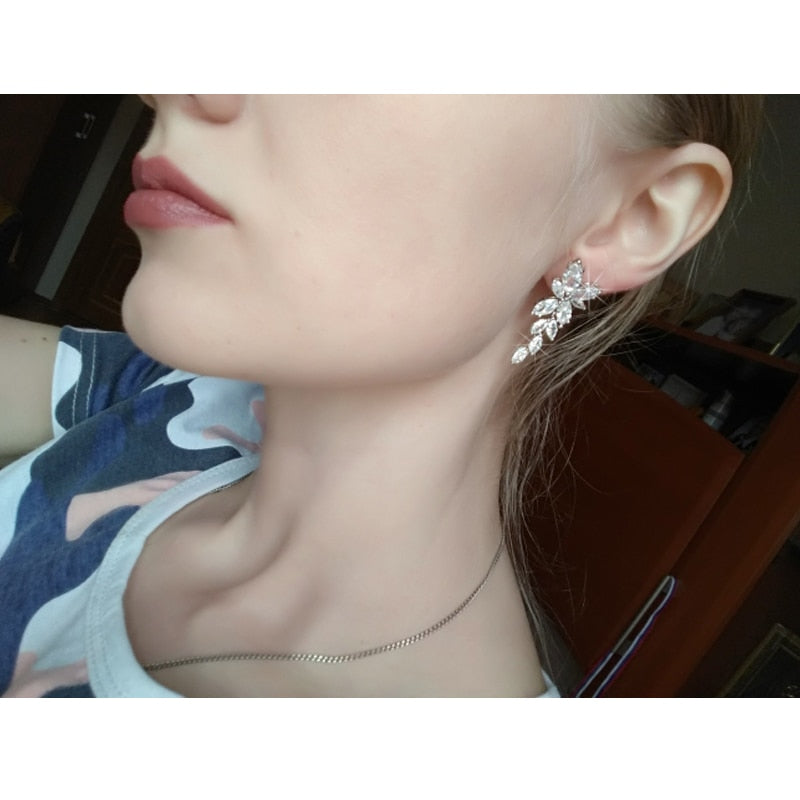 Crystal Leaf Drop Earrings