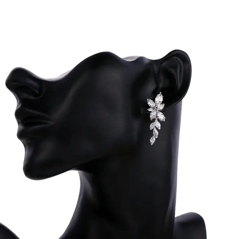 Crystal Leaf Drop Earrings