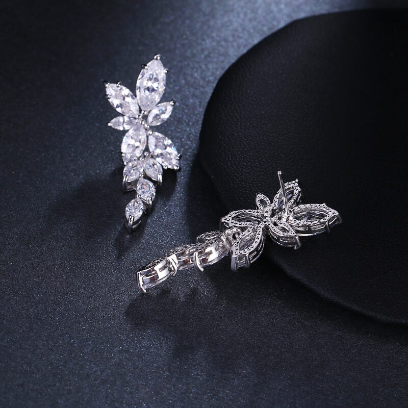 Crystal Leaf Drop Earrings