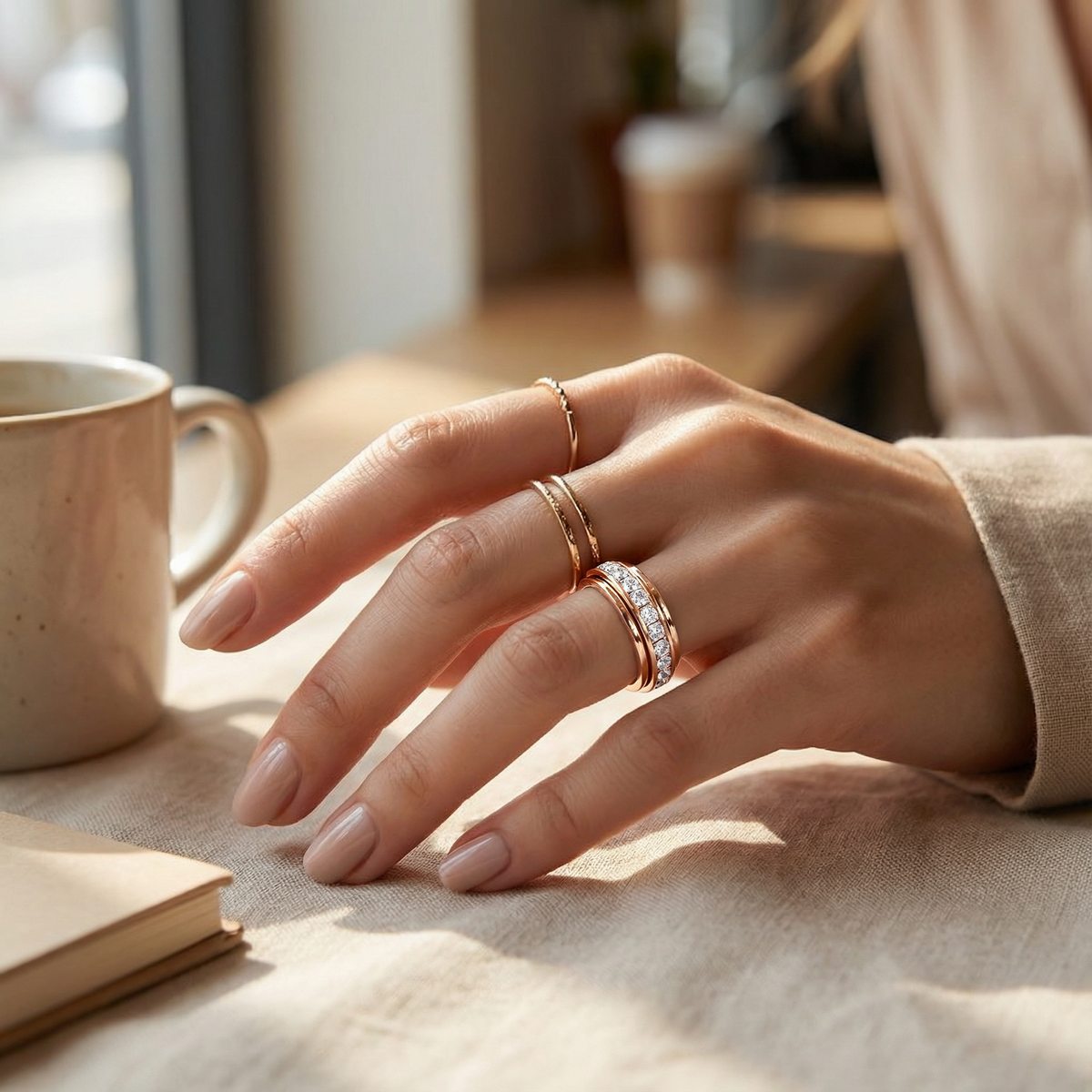 Cubic Zirconia Spinner Ring