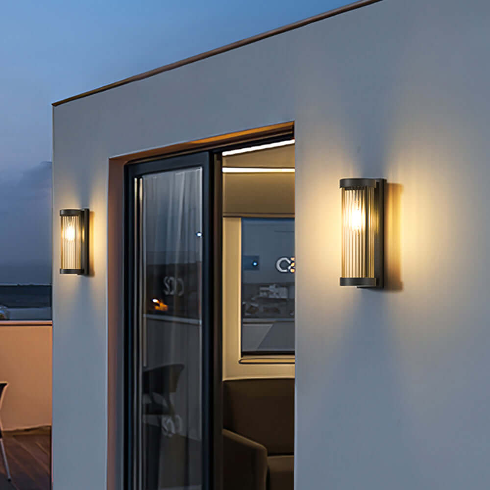 Cylindrical Metal & Glass Outdoor Solar Light