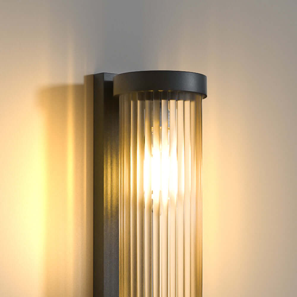 Cylindrical Metal & Glass Outdoor Solar Light