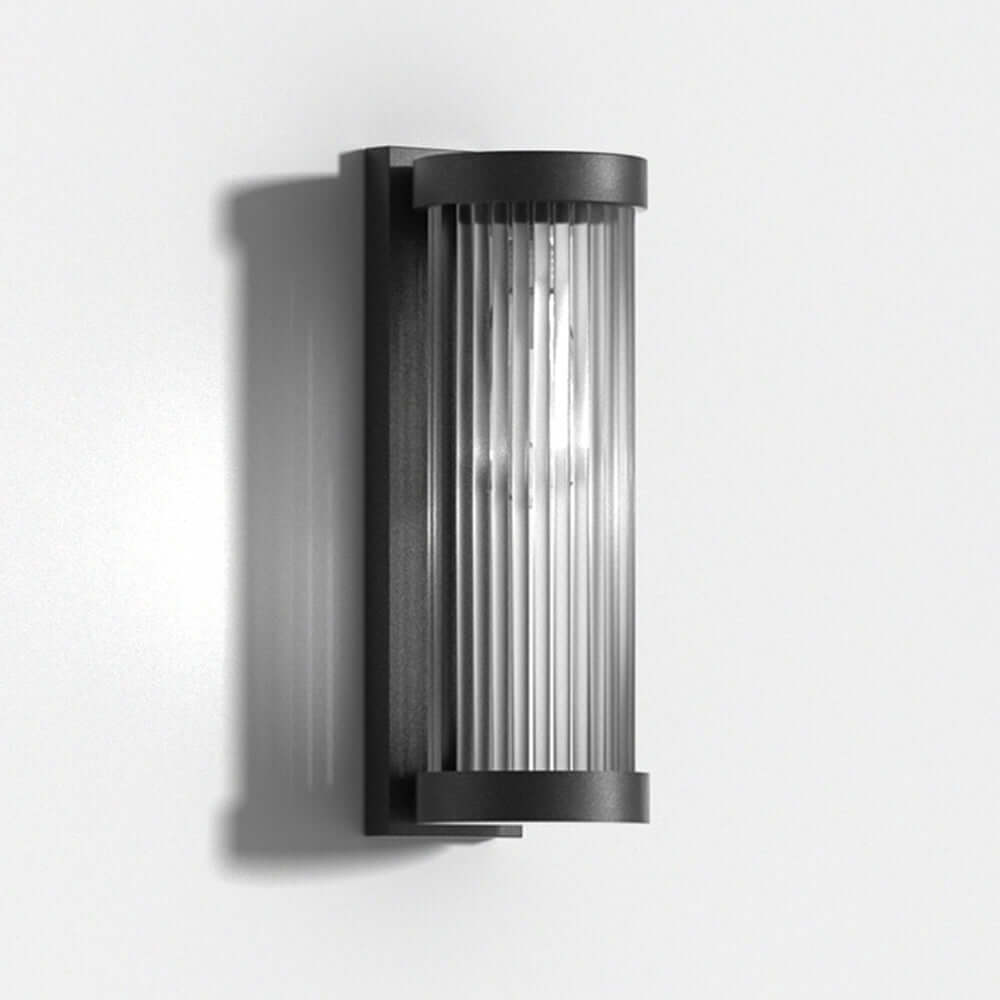 Cylindrical Metal & Glass Outdoor Solar Light