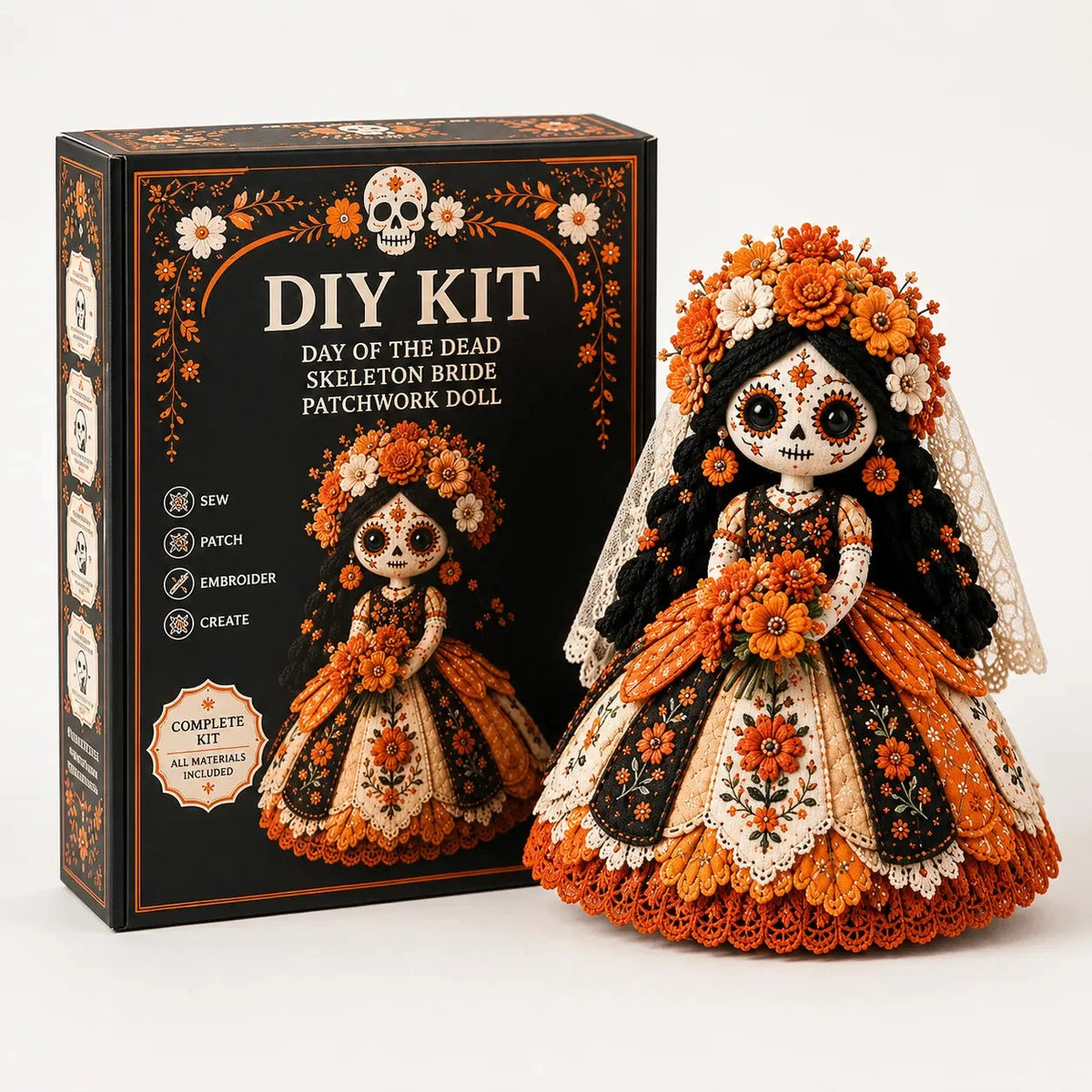 Day of the Dead Patchwork Doll Beginner DIY Craft Kit