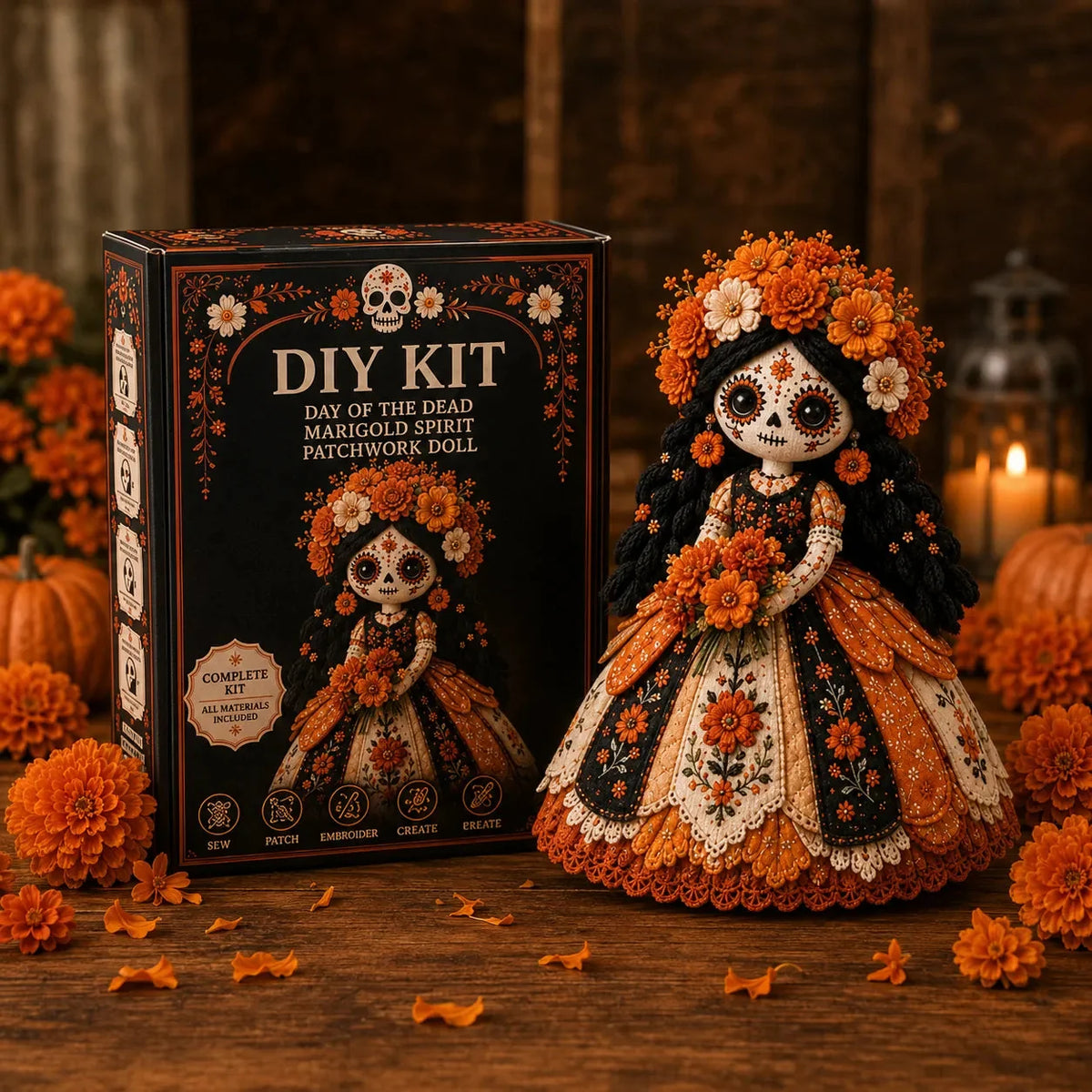 Day of the Dead Patchwork Doll Beginner DIY Craft Kit