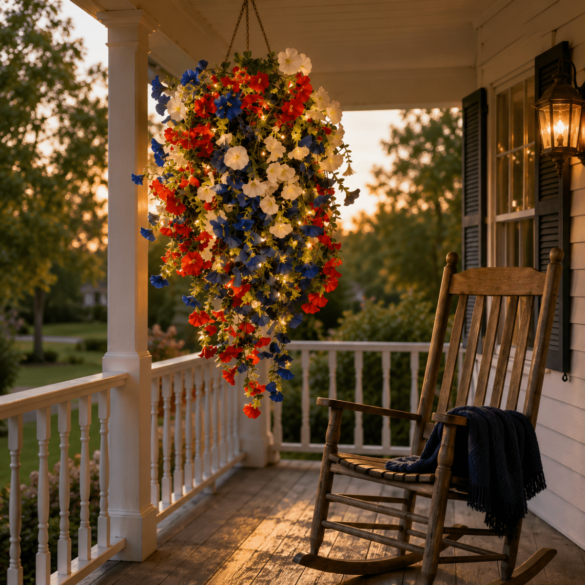 Decorative Flowers - Flower Basket with LED Lighting