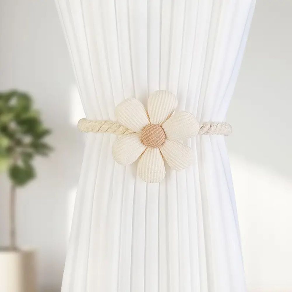 Delicate Floral Magnetic Curtain Tiebacks - 2-Piece Set