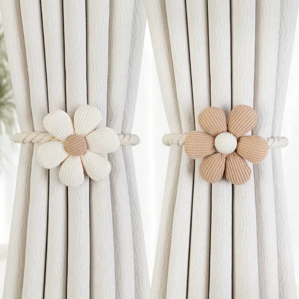 Delicate Floral Magnetic Curtain Tiebacks - 2-Piece Set