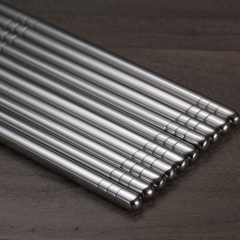 Deluxe Stainless Steel Chopsticks Set – 5 Pairs for Elegant Dining