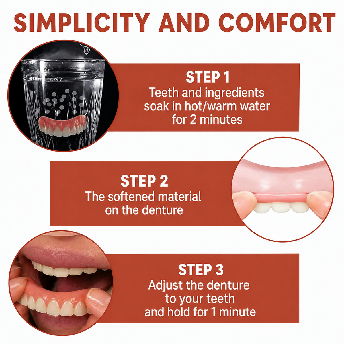 Dental Prosthesis with Soft Silicone Cushion - Non-Slip Fit Without Pressure Points