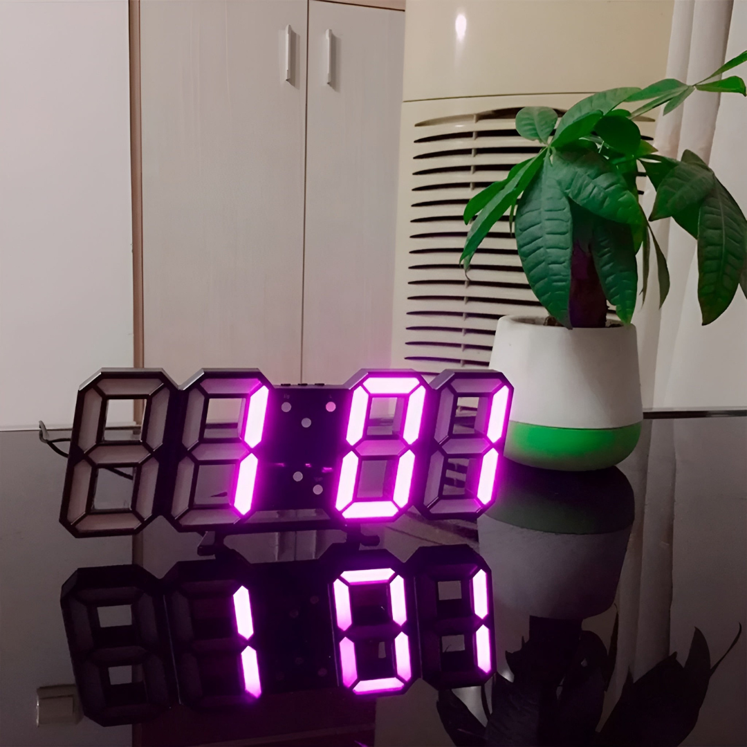 Designer 3D LED Wall Clock with Digital Display and Intuitive Controls