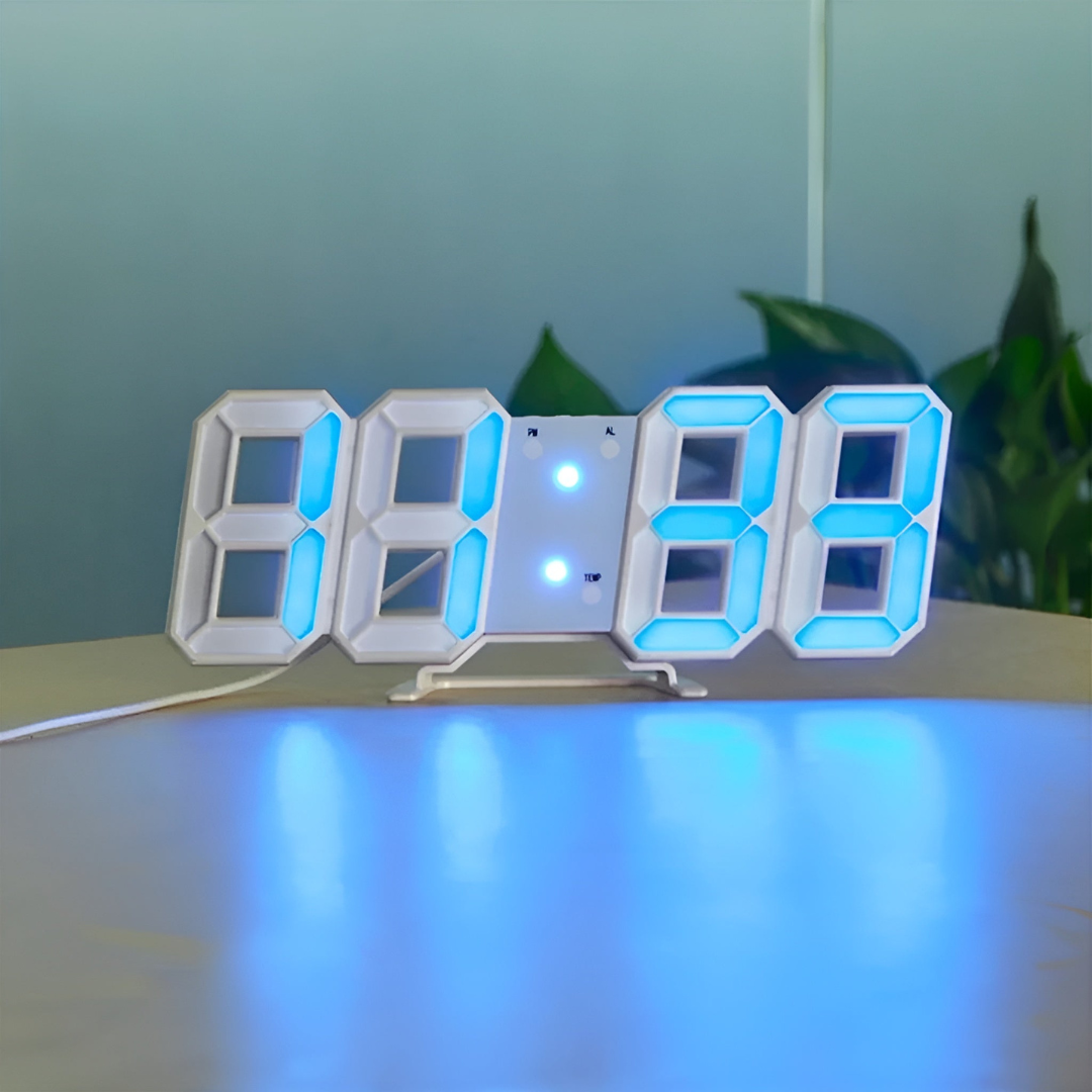 Designer 3D LED Wall Clock with Digital Display and Intuitive Controls