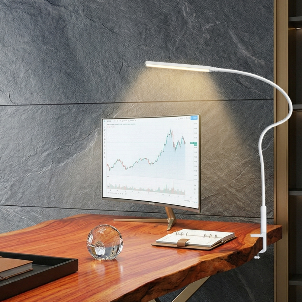 Desk Lamp with Flexible Arm, USB Powered, and Silver Finish