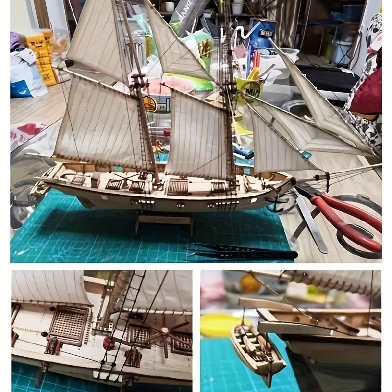 Detailed Wooden Sailing Ship Model