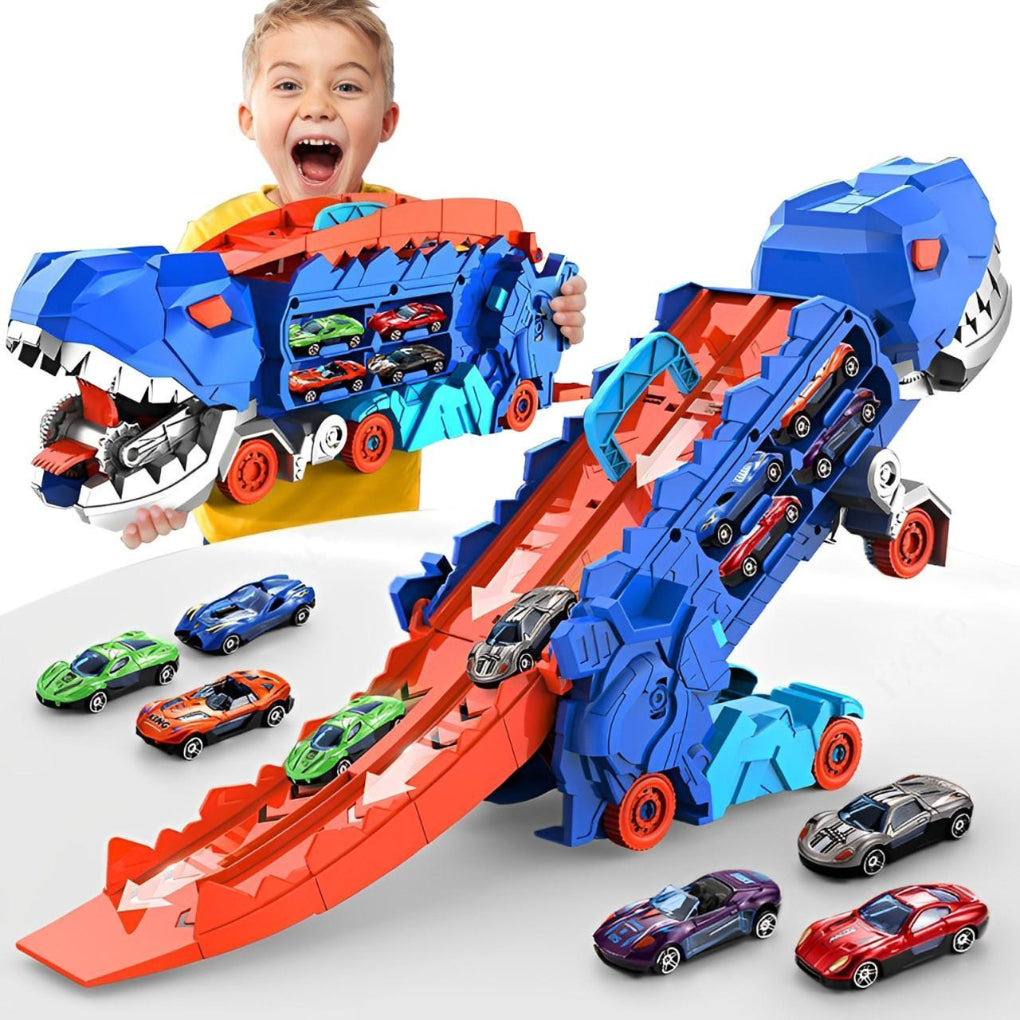 Dinosaur Transporter Truck with Race Track for Kids