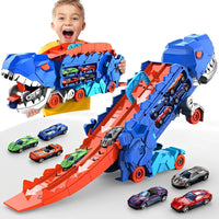 Dinosaur Transporter Truck with Race Track for Kids