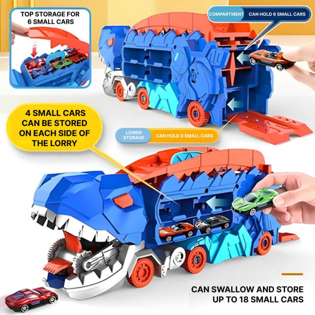 Dinosaur Transporter Truck with Race Track for Kids