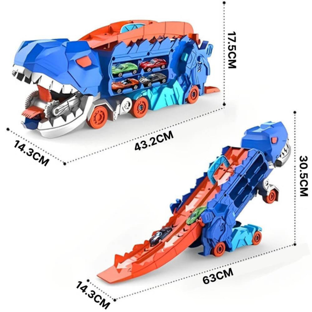 Dinosaur Transporter Truck with Race Track for Kids