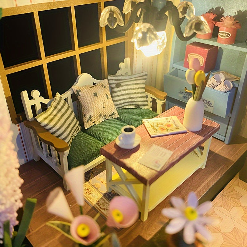 DIY Miniature Greenhouse with LED Light – Handmade 3D Wooden Puzzle for Creative Home Decor