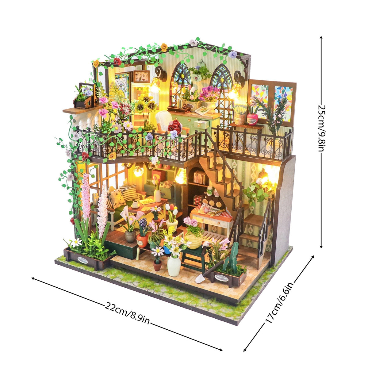 DIY Miniature Greenhouse with LED Light – Handmade 3D Wooden Puzzle for Creative Home Decor