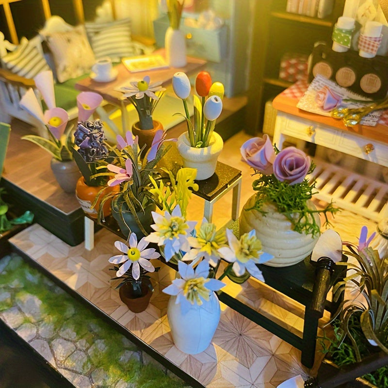 DIY Miniature Greenhouse with LED Light – Handmade 3D Wooden Puzzle for Creative Home Decor
