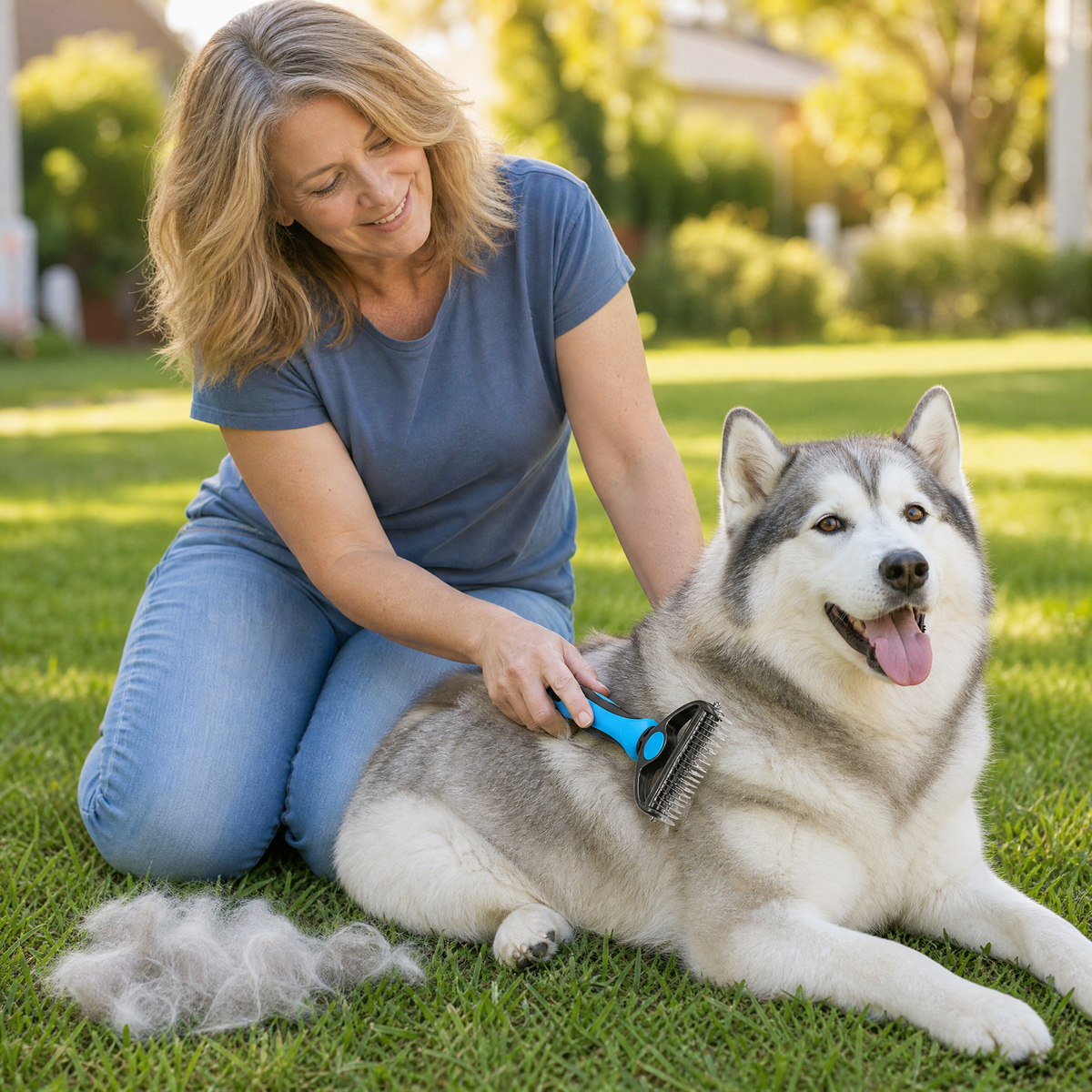 Double-Sided Undercoat Rake for Shedding Dogs