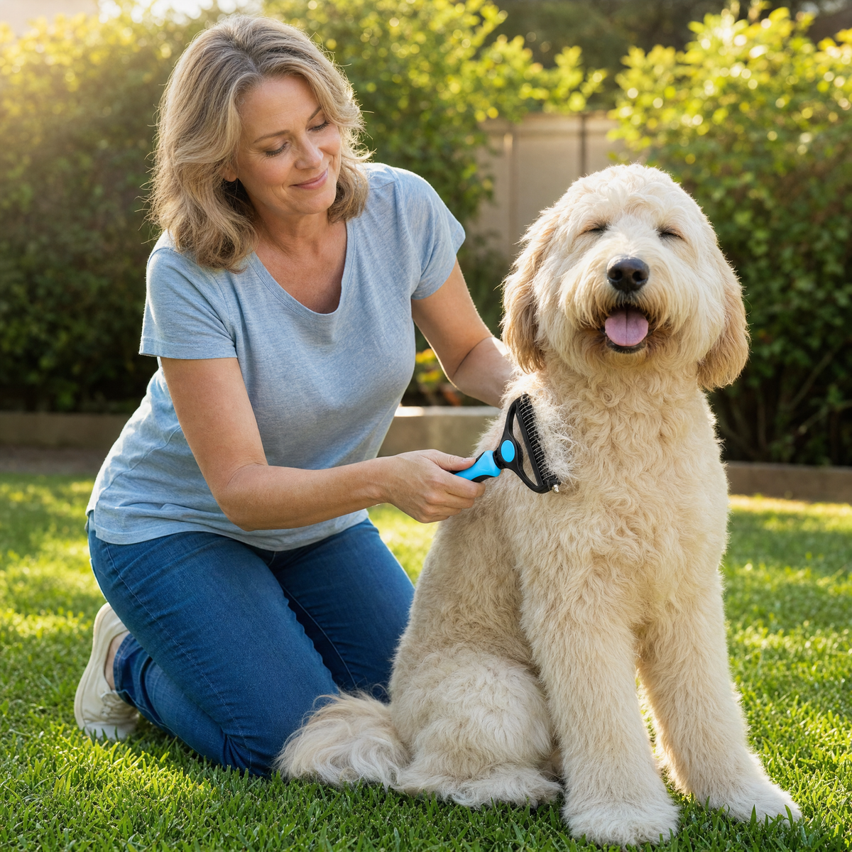 Double-Sided Undercoat Rake for Shedding Dogs