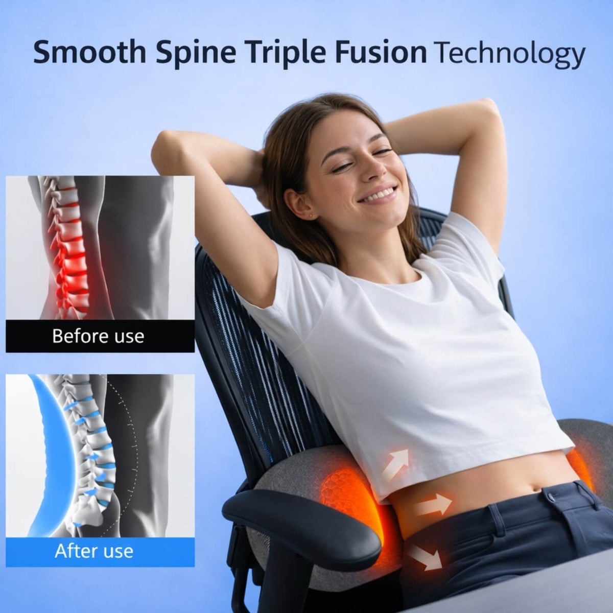 Electric 3-in-1 Back Massager with Heat, Vibration, and Lumbar Support – for Home and Office