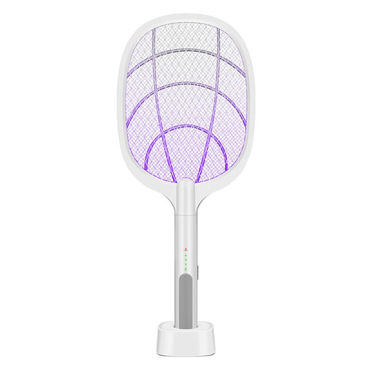 Electric Fly Swatter Racket – USB Rechargeable Insect Killer with LED Attractant Technology