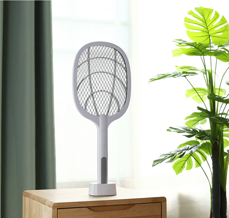 Electric Fly Swatter Racket – USB Rechargeable Insect Killer with LED Attractant Technology