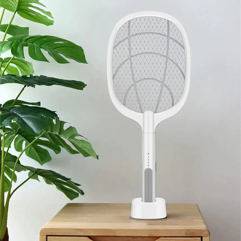 Electric Fly Swatter Racket – USB Rechargeable Insect Killer with LED Attractant Technology