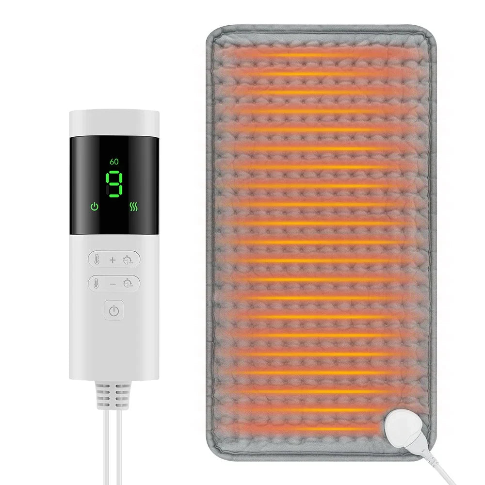 Electric Heating Pad | 9 Heat Settings & 4 Timer Modes | Washable & Fast Heating | For Back, Abdomen & Legs