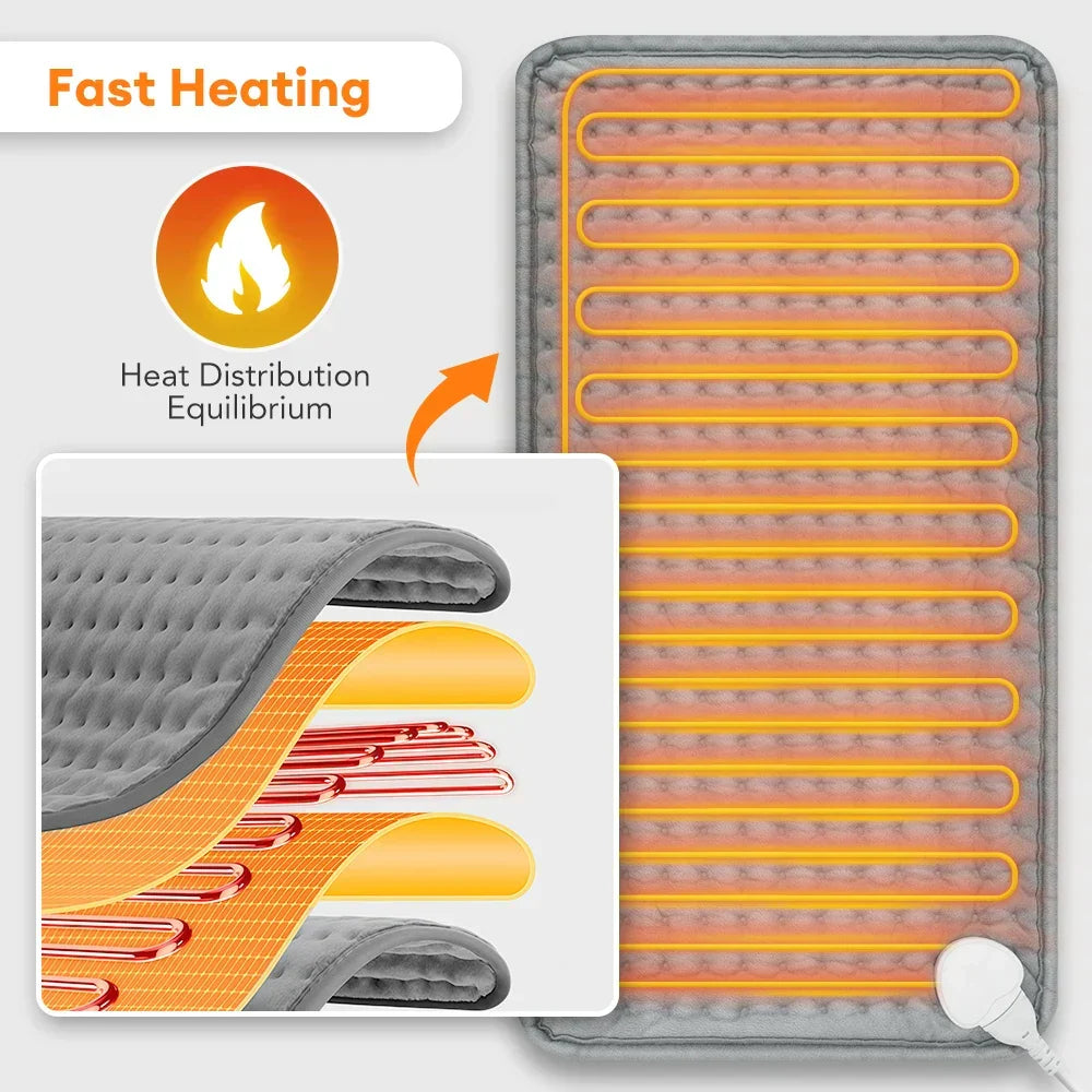 Electric Heating Pad | 9 Heat Settings & 4 Timer Modes | Washable & Fast Heating | For Back, Abdomen & Legs