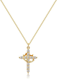 Elegant 18K Gold Cubic Zirconia Cross Necklace