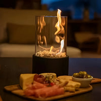 Elegant Black Metal-Based Tabletop Fireplace